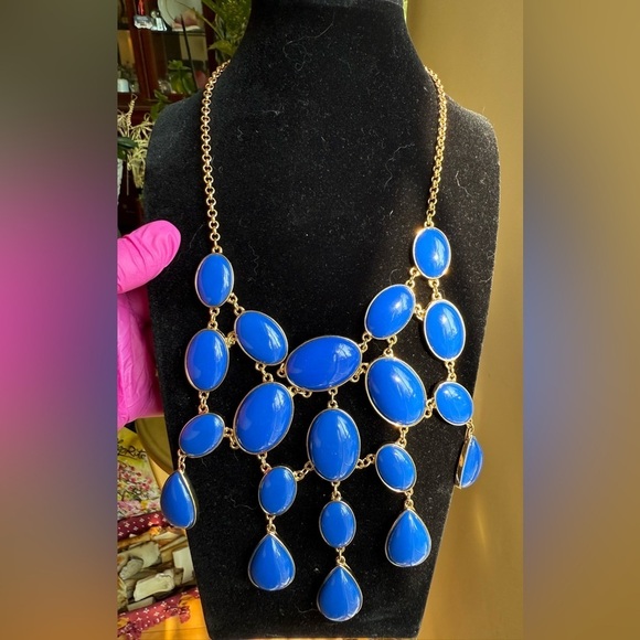 Kenneth Jay Lane Royal Blue Statement Bib Necklace
